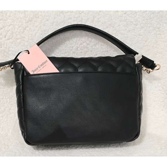 Juicy Couture Quilted Heart Flap Shoulder Bag Purse Y2K Bling Black NWT - Picture 4 of 6